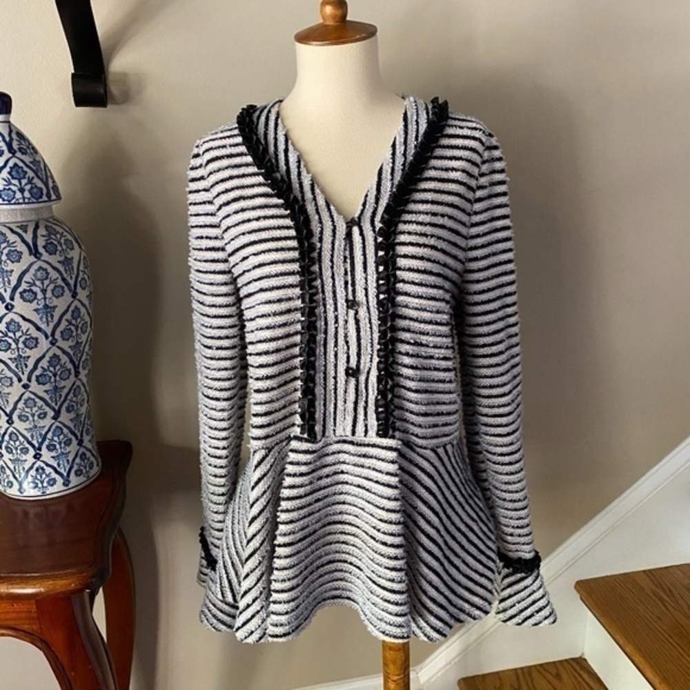 Anthropologie Lumie Boucle Peplum Top